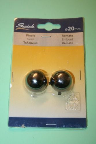SWISH---TERMINALE/POMOLO-PER-BASTONI-TENDE-IN-ACCIAIO-NICKEL-BLACK-TAPPO-TONDO-D.20-MM