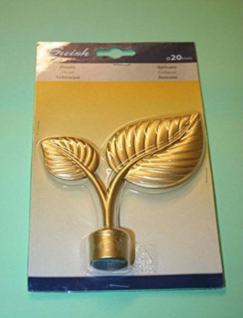 SWISH---TERMINALE/POMOLO-PER-BASTONI-TENDE-IN-ACCIAIO-ORO-SATINATO-FOGLIA-DOPPIA-D.20-MM