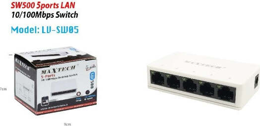 Switch-Desktop-5-Porte-Lan-Sw500-10/100mbps-Facile-Installazione-Maxtech-Lv-sw05
