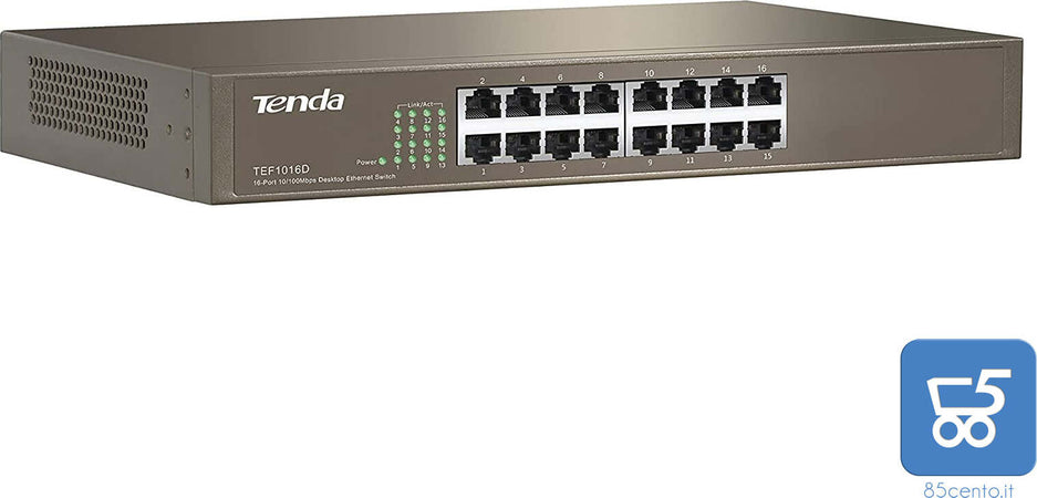 SWITCH DI RETE 10/100MBPS 16 PORTE RACK TENDA TEF1016D GRIGIO