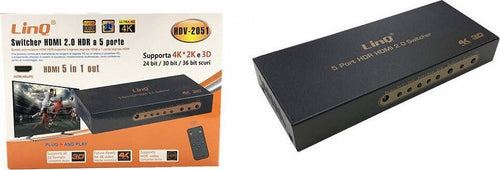 Switch Switcher Hdmi 2.0 Hdr A 5 Porte 5 In 1 Out Supporta 4k 2k E 3d Hdv-2051 Elettronica/Informatica/Periferiche di rete/Hub di rete e switch Trade Shop italia - Napoli, Commerciovirtuoso.it
