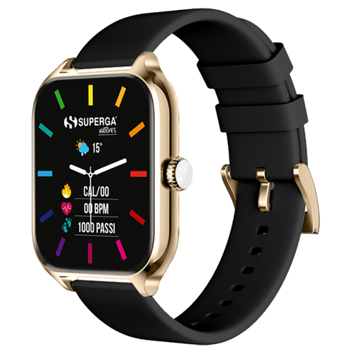 Smartwatch superga alluminio gold quadrata silicone black f swt-stc006