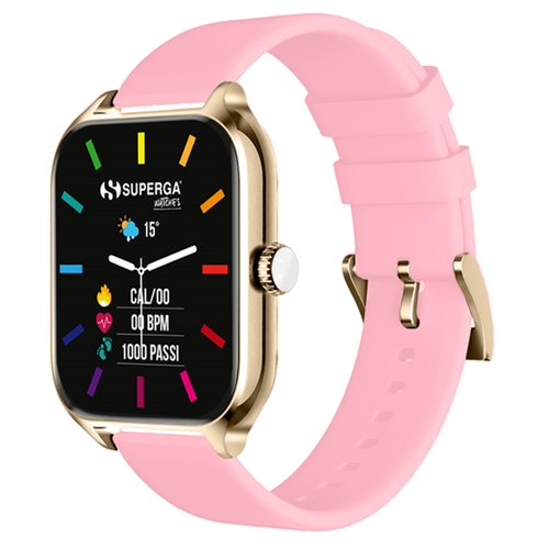 Smartwatch superga alluminio gold quadrata silicone pink f. swt-stc007