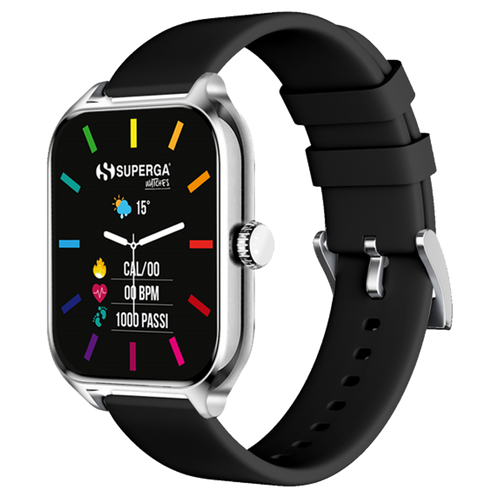 Smartwatch superga alluminio silver quadrata silicone black swt-stc009