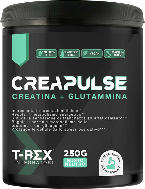 T-rex-integratori,-creatina-monoidrata-+-glutammina-creapulse---integratore-alimentare-per-massa-muscolare,-definizione-e-boost-energetico-pre-workout-(250-g,-polvere)