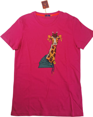 T-Shirt - Gallo - Fantasia stampa giraffa - porpora