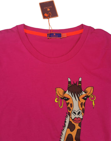 T-Shirt - Gallo - Fantasia stampa giraffa - porpora