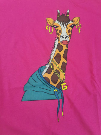 T-Shirt - Gallo - Fantasia stampa giraffa - porpora