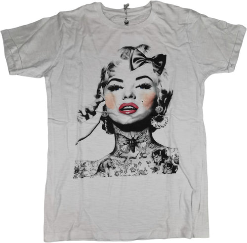 T-Shirt - Let's Bubble - Stampa Lipstick - Colore  bianco