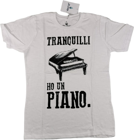T-Shirt - Let's Bubble - Tranquilli ho un piano Stampa - Colore  bianco