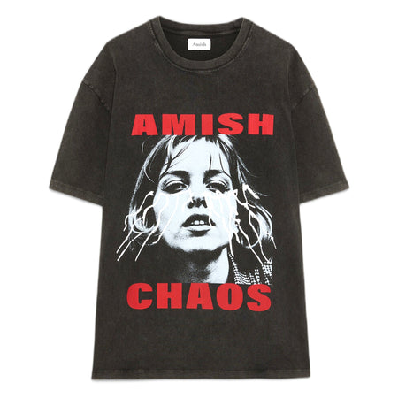 AMISH t-shirt amish jersey caos pigment stone - black da donna
