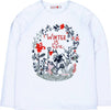 T-Shirt Bambina Bianca Stampata Inverno Maniche Lunghe Maglietta in Cotone Maglia Girocollo Bianco Bimba Stampa Multi Color t-shirt bambina Piccole Canaglie - Tropea, Commerciovirtuoso.it