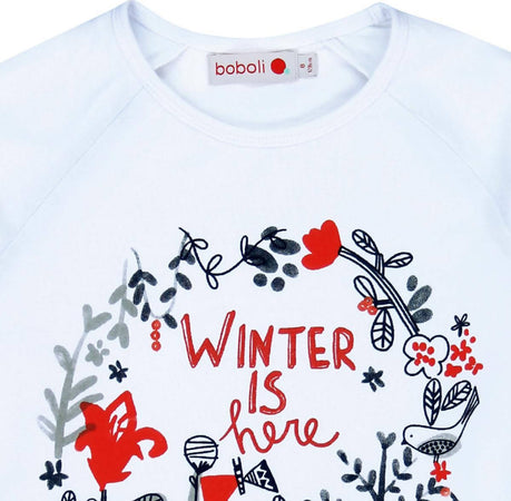 T-Shirt Bambina Bianca Stampata Inverno Maniche Lunghe Maglietta in Cotone Maglia Girocollo Bianco Bimba Stampa Multi Color t-shirt bambina Piccole Canaglie - Tropea, Commerciovirtuoso.it