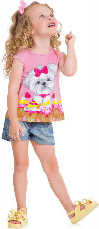 T-Shirt Bambina Estiva 100% Cotone Maniche Corte Canotta Bimba Estate Stampata Cagnolino Top Girl Stampa Multicolor T-SHIRT Piccole Canaglie - Tropea, Commerciovirtuoso.it
