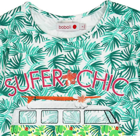 T-Shirt Bambina Estiva Mezze Maniche Girocollo Stampata Verde e Bianca Palme Maglia Estate Bimba Colorata Maglietta 90% Cotone Moda/Bambine e ragazze/Abbigliamento/T-shirt top e bluse/T-shirt Piccole Canaglie - Tropea, Commerciovirtuoso.it