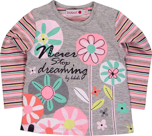 T-Shirt Bambina Maniche Lunghe Rosa e Grigia Stampa Multi Colore Babi Girl Maglietta Girocollo Cotone Bebè Righe t-shirt baby femmina Piccole Canaglie - Tropea, Commerciovirtuoso.it