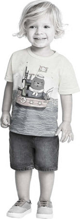 T-SHIRT Bambino 100% Cotone Azzurra Stampata Foca Maglia Mezze Maniche Girocollo Bimbo Maglietta Estiva Stampa Multi Colore Azzurro T-SHIRT Piccole Canaglie - Tropea, Commerciovirtuoso.it