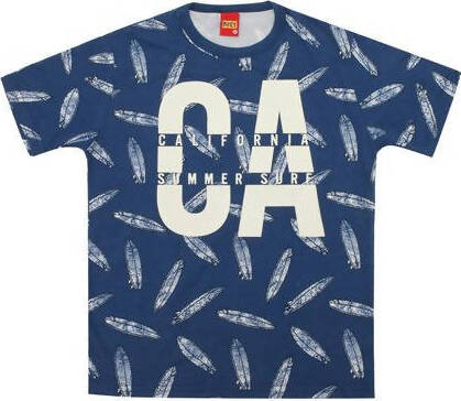 T-SHIRT Bambino 100% Cotone Blu Bianca Stampata California Maglia Mezze Maniche Girocollo Bimbo Maglietta Estiva Stampa Surf Blu Bianca Azzurra T-SHIRT Piccole Canaglie - Tropea, Commerciovirtuoso.it