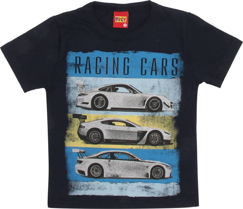 T-SHIRT Bambino 100% Cotone Blu Stampata Macchine Maglia Mezze Maniche Girocollo Bimbo Maglietta Estiva Stampa Multi Colore Macchina Azzurro T-SHIRT Piccole Canaglie - Tropea, Commerciovirtuoso.it