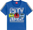 T-SHIRT Bambino Maniche Corte Blu Maglietta Kyly City Race Mezze Maniche Estiva Bambino Girocollo Maglia Estate Bimbo Stampata Macchine T-SHIRT Piccole Canaglie - Tropea, Commerciovirtuoso.it