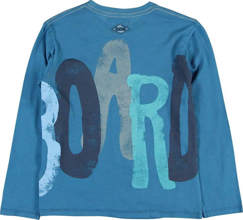 T-Shirt Bambino Maniche Lunghe Blu Stampata 100% Cotone Maglia Girocollo Azzurra con Tasche Maglietta Bimbo Snow Board t-shirt bambino Piccole Canaglie - Tropea, Commerciovirtuoso.it
