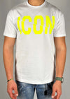 T-shirt-bianca-con-logo-fluo