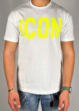 T-shirt-bianca-con-logo-fluo