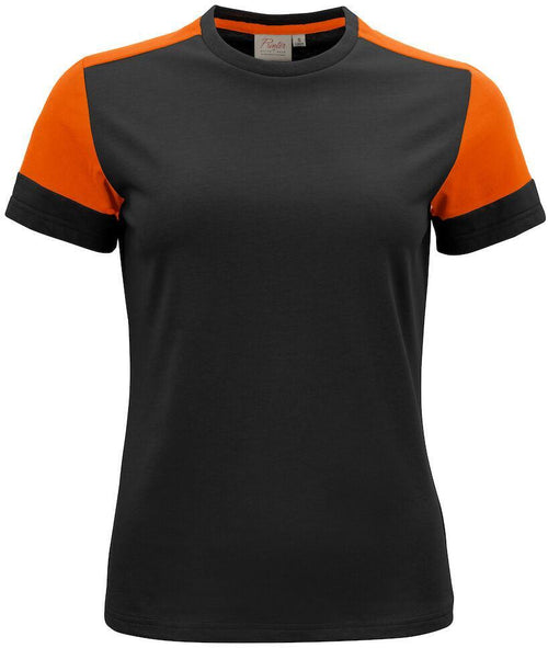T-shirt Bicolore Prime Nero Arancio Maglietta Donna Misto Cotone Organico Poliestere Riciclato Ecosostenibile