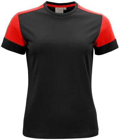 T-shirt Bicolore Prime Nero Rosso Maglietta Donna Misto Cotone Organico Poliestere Riciclato Ecosostenibile