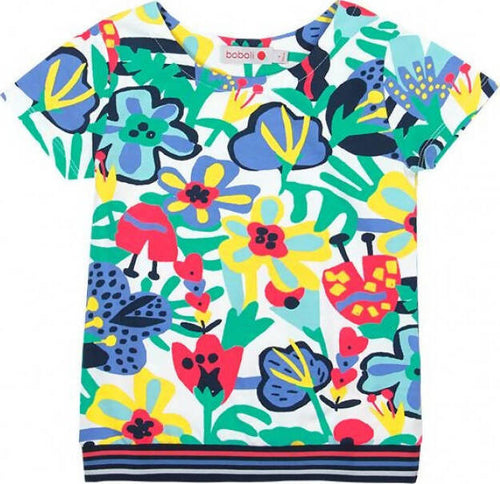 T-Shirt Bimba Estiva Multi Colore Stampa Fiori Colorati maglietta Maniche Corte Cotone Estate Girocollo con Elastico Maglia Colorata Bambina t-shirt bambina/ragazza Piccole Canaglie - Tropea, Commerciovirtuoso.it