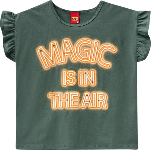 T-SHIRT Bimba Top Estivo Verde Military Green Stampata Arancione Maglietta Bambina Corta Maniche Volant Maglia Estiva Fashion Estate Girl T-SHIRT Piccole Canaglie - Tropea, Commerciovirtuoso.it