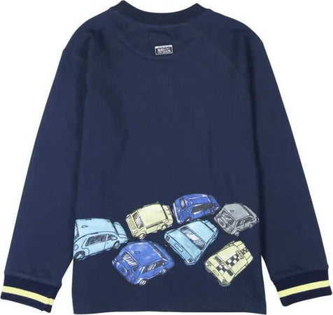 T-Shirt Bimbo Blu Marine 100% Cotone Stampata Keep Calm Macchine Maglia Maniche Lunghe Bambino Girocollo Colorata Maglietta Fashion Boy t-shirt bambino Piccole Canaglie - Tropea, Commerciovirtuoso.it