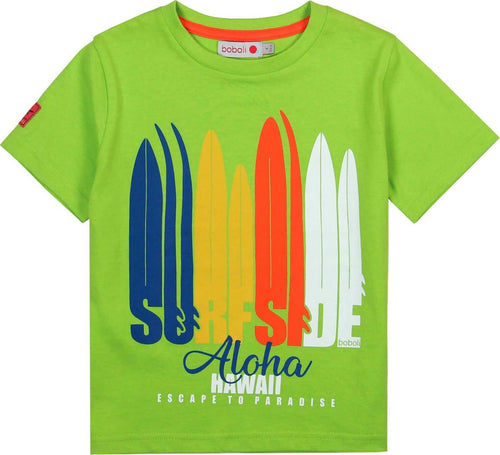 T-Shirt Bimbo Estiva Verde Stampata Tavole da Surf Maglia Mezze Maniche 100% Cotone Girocollo Maglietta Estiva Maniche Corte canotta bambino/ragazzo Piccole Canaglie - Tropea, Commerciovirtuoso.it