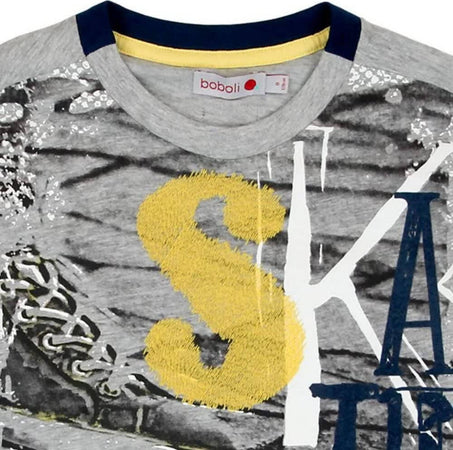 T-Shirt Bimbo Grigia Stampa Graffiti Gialla Maglia Maniche Lunghe Bambino in Cotone Girocollo Multi Color Maglietta in Cotone t-shirt bambino Piccole Canaglie - Tropea, Commerciovirtuoso.it