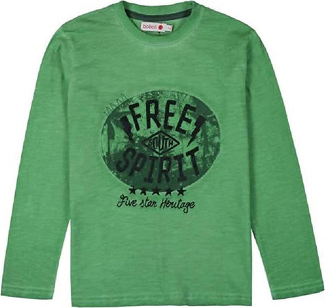 T-Shirt Bimbo Verde Stampata Maglia Maniche Lunghe Bambino in