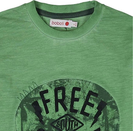 T-Shirt Bimbo Verde Stampata Maglia Maniche Lunghe Bambino in Cotone Girocollo Colorata Maglietta Free Spirit Casual Bimbo t-shirt bambino Piccole Canaglie - Tropea, Commerciovirtuoso.it