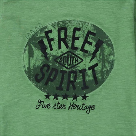 T-Shirt Bimbo Verde Stampata Maglia Maniche Lunghe Bambino in Cotone Girocollo Colorata Maglietta Free Spirit Casual Bimbo t-shirt bambino Piccole Canaglie - Tropea, Commerciovirtuoso.it