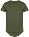 T-Shirt Brooklyn Verde Militare Maglietta Fondo Retro Lungo con Pinces