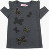 T-Shirt Canotta Estiva Bambina Farfalle con Perline Maglietta Mezze Maniche Fashion Bimba Estate Grigia Ricamata Maglia Estiva 100% Cotone t-shirt bambina/ragazza Piccole Canaglie - Tropea, Commerciovirtuoso.it