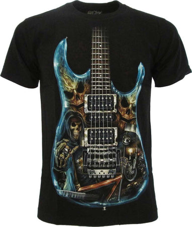 T-Shirt Chitarra Elettrica Teschi Glow Unisex Girocollo Maniche Corte Moda/Donna/Abbigliamento/T-shirt top e bluse/T-shirt Il Distintivo - Pesaro, Commerciovirtuoso.it