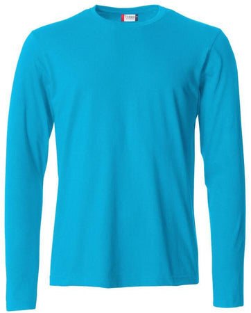 T-Shirt Clique Basic Manica Lunga Turchese Azzurro 145 gr Taglie Forti