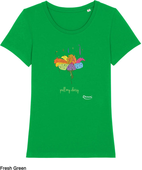 T-shirt da Donna con stampa Daisy - Tira la mia margherita Maglia a Maniche Corte DREAMERS Brand