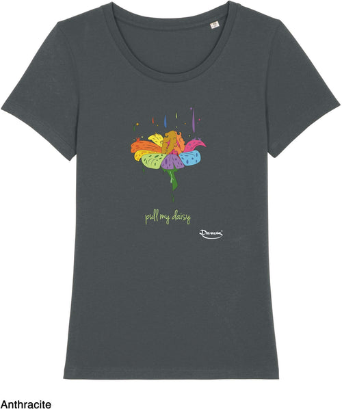 T-shirt da Donna con stampa Daisy - Tira la mia margherita Maglia a Maniche Corte DREAMERS Brand