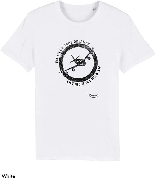 T-shirt da Uomo con stampa Vola con i tuoi sogni - Flylike Maglia a Maniche Corte DREAMERS Brand