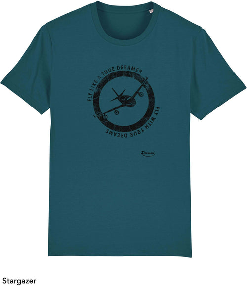 T-shirt da Uomo con stampa Vola con i tuoi sogni - Flylike Maglia a Maniche Corte DREAMERS Brand