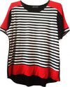 T-Shirt Donna Maniche Corte Estiva Maglia Mezze Manciche a Righe Over Maglia Larga Estiva Per Signora Maglia art. 119010 maglia donna L'Orchidea - Siderno, Commerciovirtuoso.it