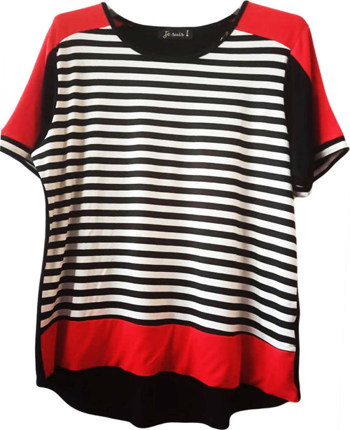 T-Shirt Donna Maniche Corte Estiva Maglia Mezze Manciche a Righe Over Maglia Larga Estiva Per Signora Maglia art. 119010 maglia donna L'Orchidea - Siderno, Commerciovirtuoso.it