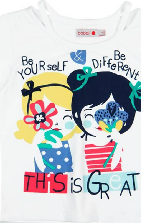 T-Shirt Estiva Bambina Maniche Corte Girocollo Maglietta Stampata Bimba 100% Cotone Maglia Mezze Maniche Bianco Bambino Estate Colorata Boboli t-shirt bambina/ragazza Piccole Canaglie - Tropea, Commerciovirtuoso.it