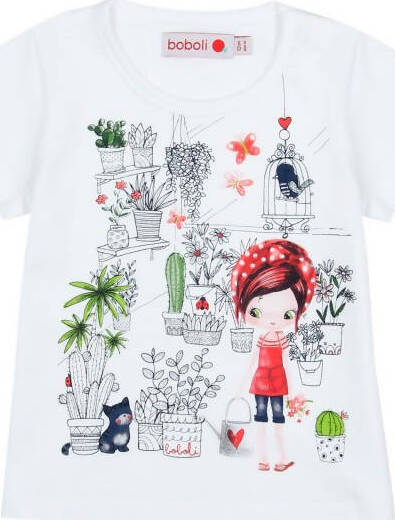T-Shirt Estiva Bambina Maniche Corte Girocollo Maglietta Stampata Bimba 100% Cotone Maglia Mezze Maniche Bianco Bambino Estate Colorata Boboli t-shirt baby femmina Piccole Canaglie - Tropea, Commerciovirtuoso.it