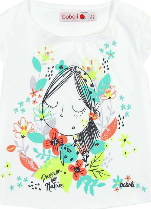 T-Shirt Estiva Bambina Maniche Corte Girocollo Maglietta Stampata Bimba 100% Cotone Maglia Mezze Maniche Bianco Bambino Estate Colorata Boboli t-shirt baby femmina Piccole Canaglie - Tropea, Commerciovirtuoso.it
